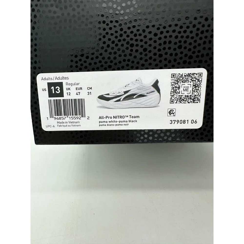 Puma All Pro Nitro Men's Size 13 White Black Basketball Athletic Shoes 379081 06